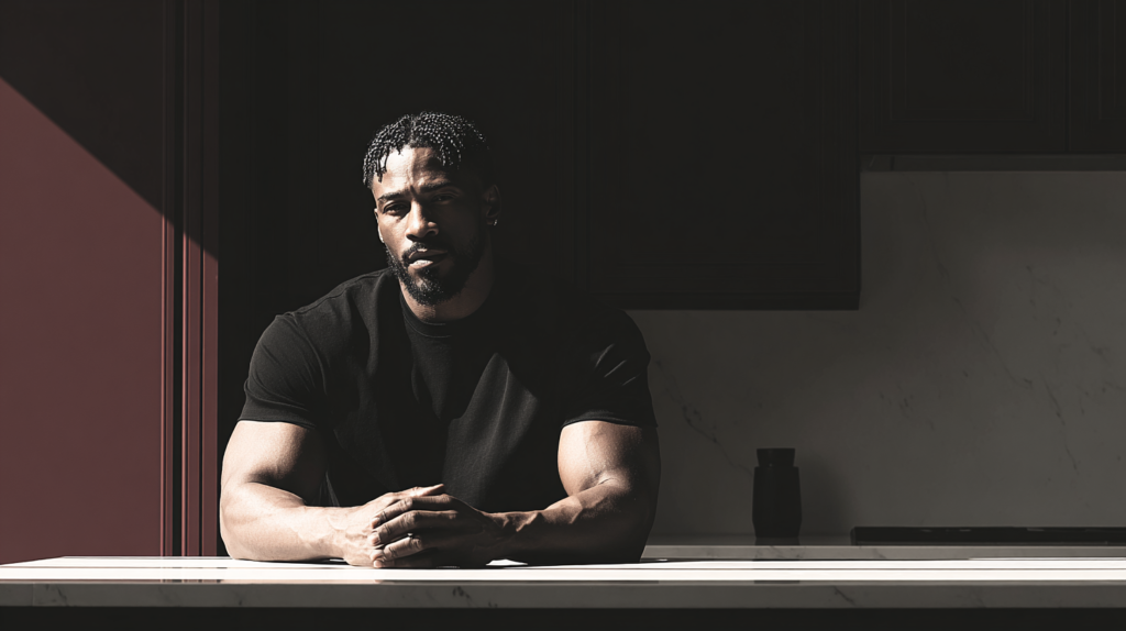 Man speaking calmly and clearly during a boundary-setting conversation.