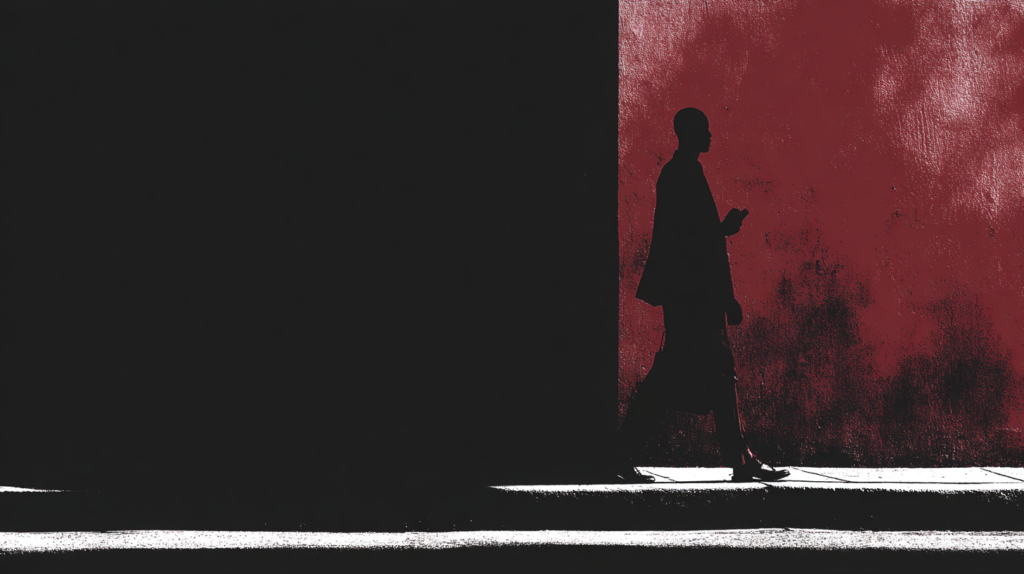 Man walking alone with calm self-possession after making a clear dating decision.