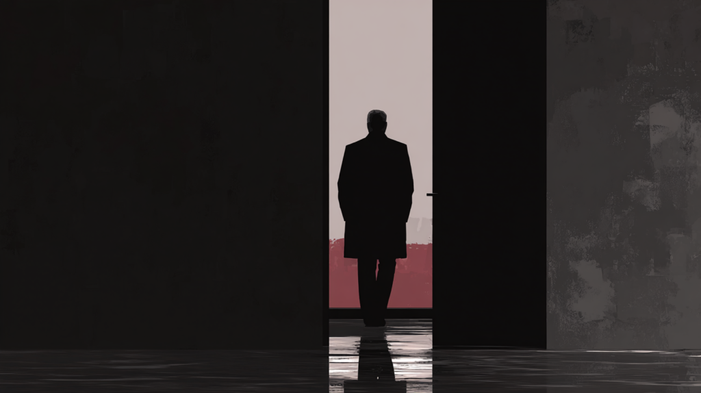 Man calmly stepping away from a situation after setting a clear boundary.